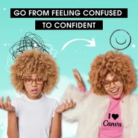 Canva training for beginners showing transformation from confused to confident Canva user for entrepreneurs
