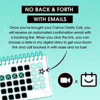 Easy booking process for Canva Clarity Call with online calendar and live Canva training via Zoom